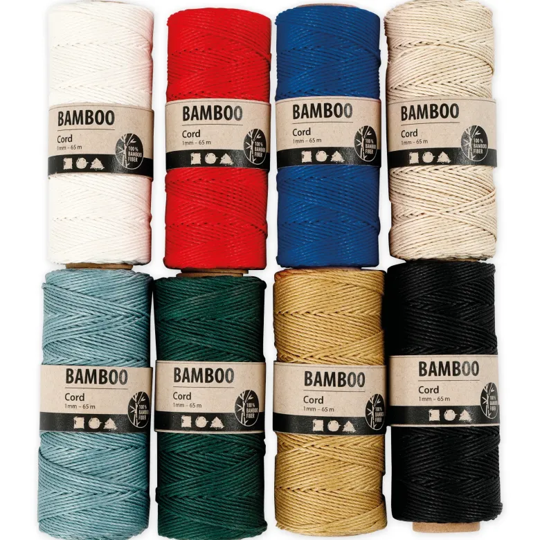 Set Bambuskordel 1 mm ø, 65 m, 8 Stück
