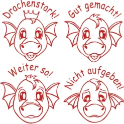 Set Dauer-Stempel "Drachen-Gesichter", 4-tlg.