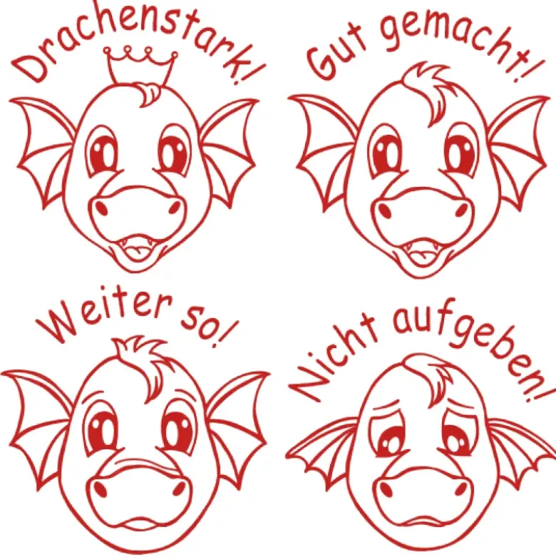 Set Dauer-Stempel "Drachen-Gesichter", 4-tlg.