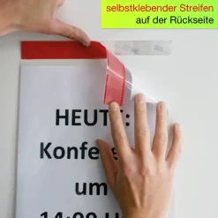 Set Einstecktaschen A4-Plus mit Farbstreifen, selbsthaftend, 5-tlg.