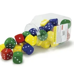 Set Flüster-Spielwürfel, 36-tlg., 4x4 cm, mit Augen, in Dose
