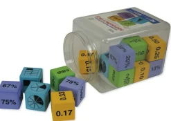 Set Flüster-Würfel "Bruch - Prozent - Dezimal", 4,3 cm, 16-tlg.