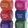 Set Flüster-Würfel 6-tlg. Deutsch "Fragen", 4 cm
