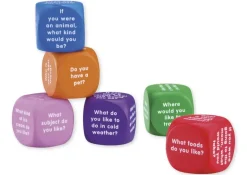 Set Flüster-Würfel 6-tlg. Englisch "Fragen", 4 cm