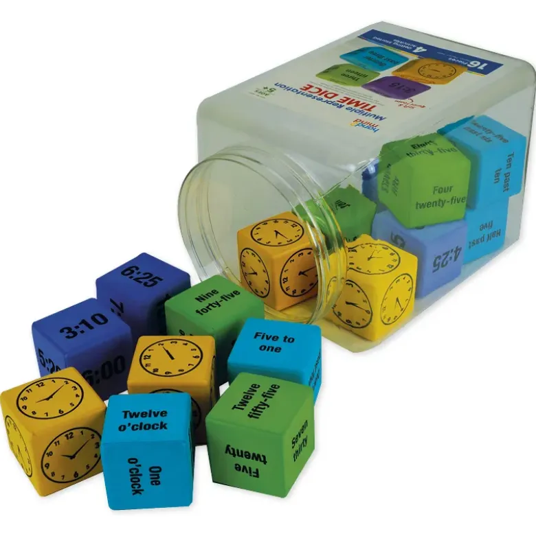 Set Flüster-Würfel "Uhrzeiten", 4,3 cm, 16-tlg.