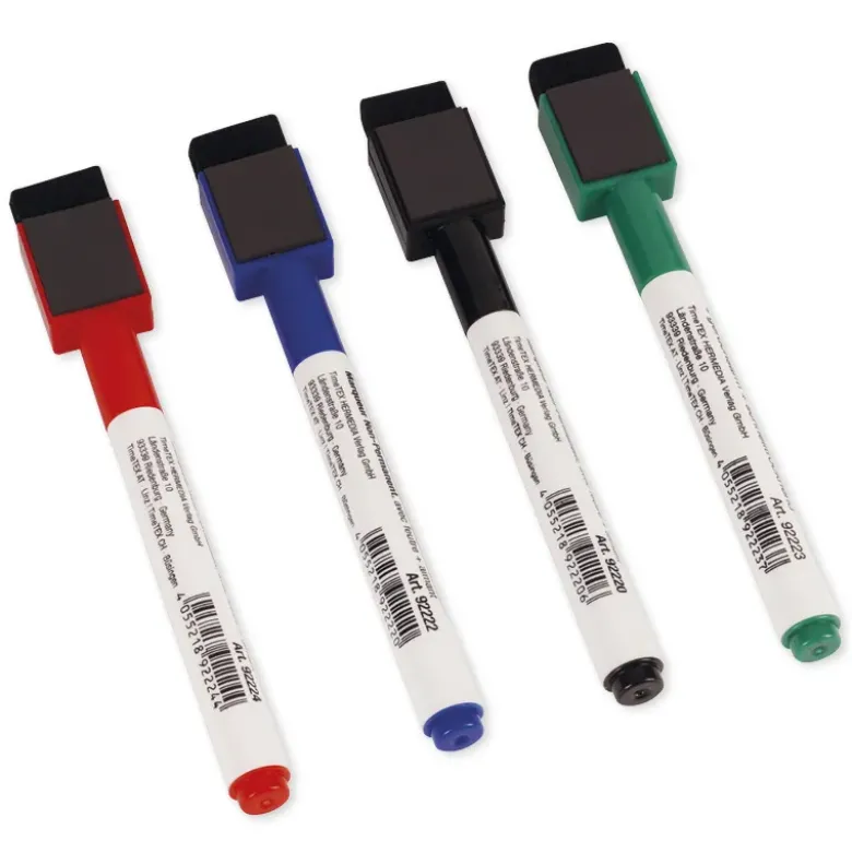 Set Folienstifte Non Permanent mit Filzwischer + Magnet, 4tlg.