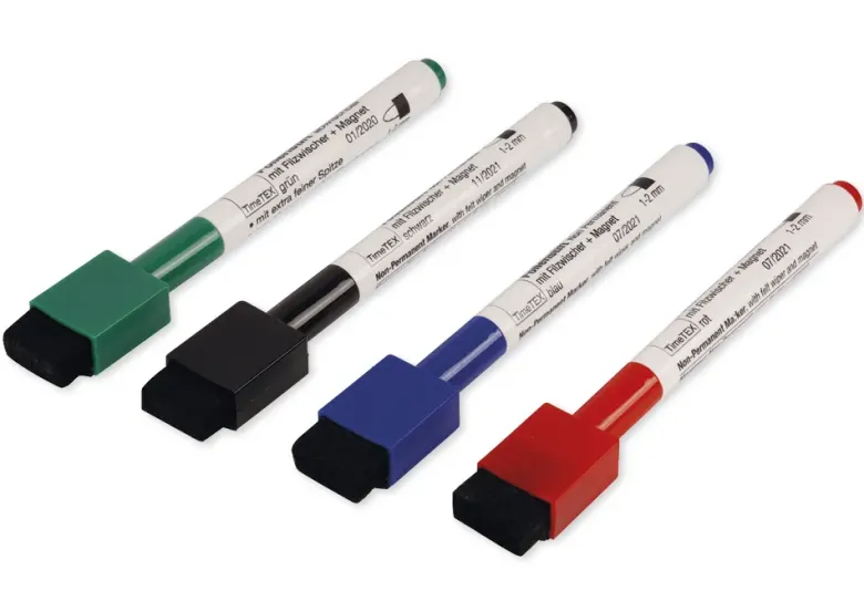 Set Folienstifte Non Permanent mit Filzwischer + Magnet, 4tlg.