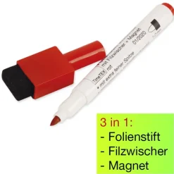 Set Folienstifte Non Permanent mit Filzwischer + Magnet, 3tlg.