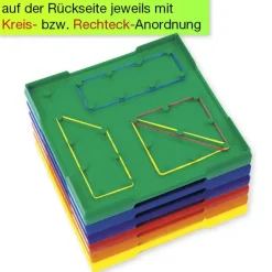 Set Geometrie-Bretter doppelseitig (5x5 Stifte), 15x15 cm, bunt, 6-tlg.