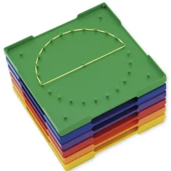 Set Geometrie-Bretter doppelseitig (5x5 Stifte), 15x15 cm, bunt, 6-tlg.