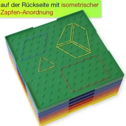 Set Geometrie-Bretter doppelseitig (11x11 Stifte), 23x23 cm, bunt, 6-tlg.