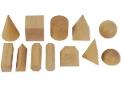Set Geometrie-Körper aus Holz, 12-tlg. mit Beutel