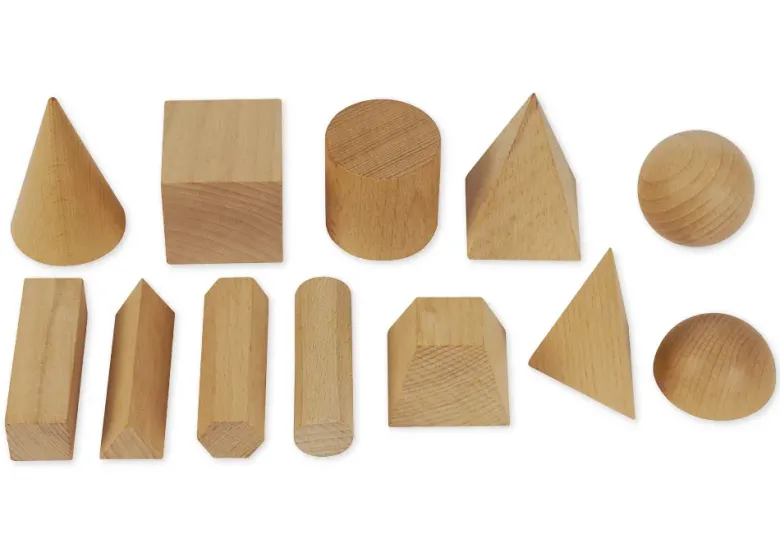Set Geometrie-Körper aus Holz, 12-tlg. mit Beutel
