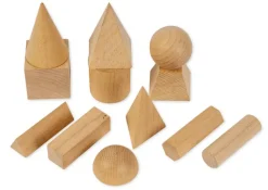 Set Geometrie-Körper aus Holz, 12-tlg. mit Beutel