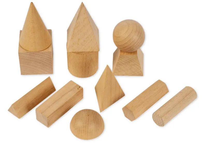 Set Geometrie-Körper aus Holz, 12-tlg. mit Beutel