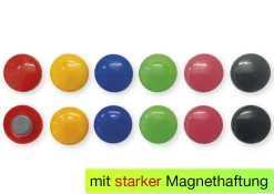 Set Haft-Magnete 30 mm ø, farbig sortiert, 12-tlg.