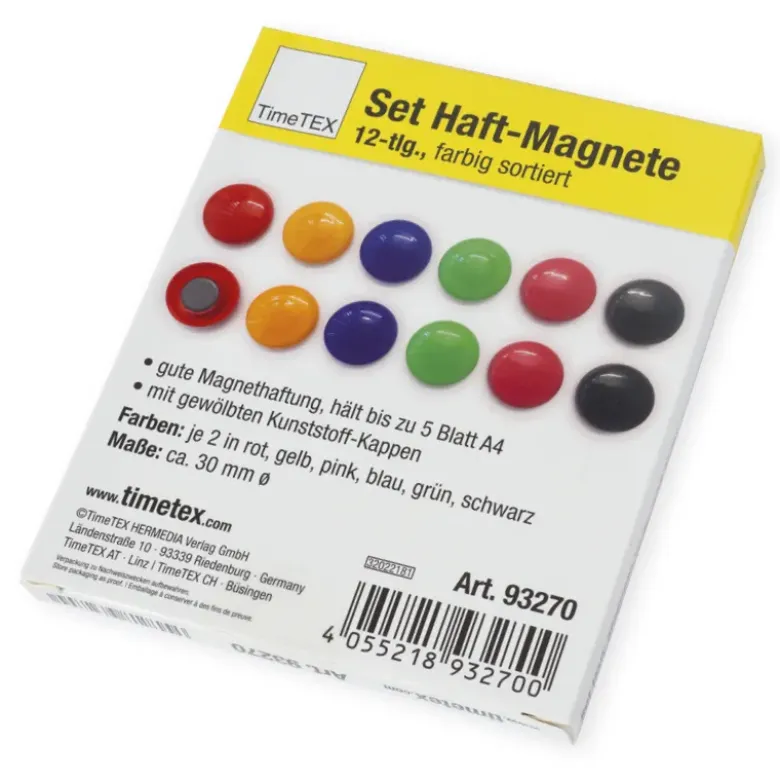 Set Haft-Magnete 30 mm ø, farbig sortiert, 12-tlg.