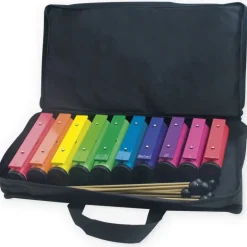 Set Klangbausteine, bunt, 10 Stück mit Schlägel in Tasche