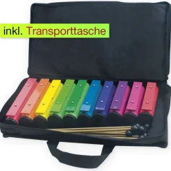 Set Klangbausteine, bunt, 10 Stück mit Schlägel in Tasche