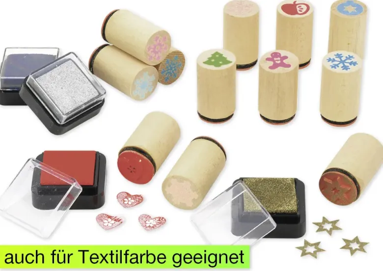 Set Mini-Holzstempel "Weihnachten", 16-tlg.