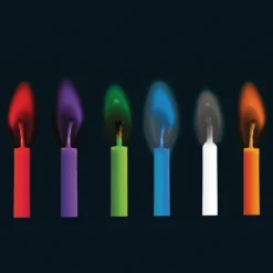 Set Partykerzen mit farbiger Flamme, 12 Stück