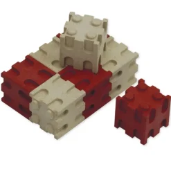 Set Rechen-Steckwürfel aus RE-Wood, 100-tlg., 2x2 cm, rot/naturfarben II./SO