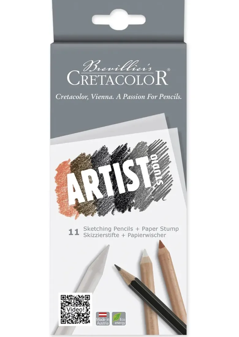 Set Skizzierstifte mit Papierwischer, 11-tlg.