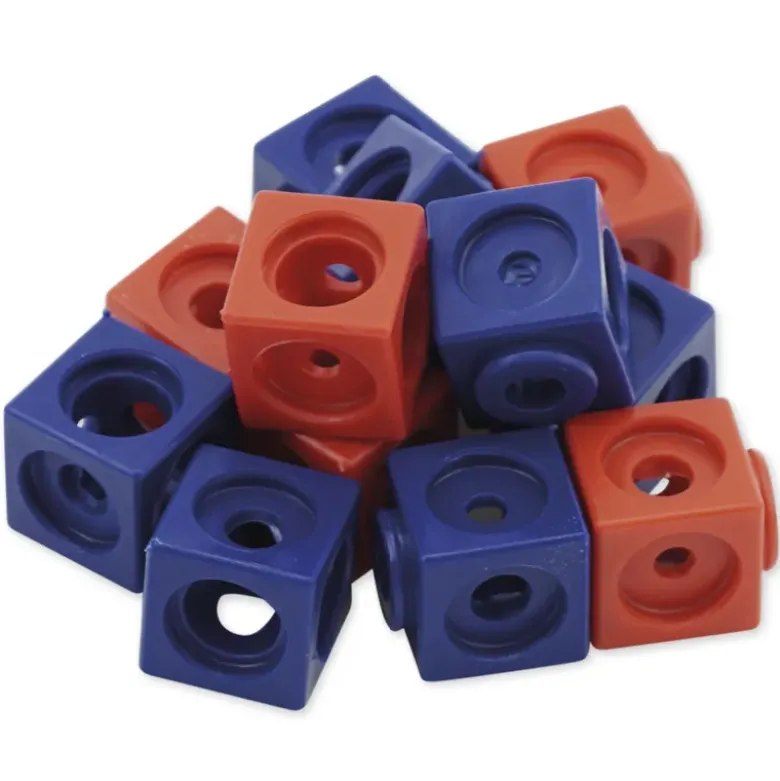 Set Steckwürfel rot/blau, 1,7 cm, 100 Stück in Box