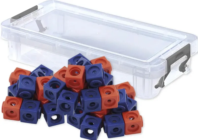 Set Steckwürfel rot/blau, 1,7 cm, 100 Stück in Box