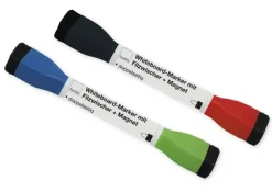 Set Whiteboard-Marker Doppelspitze mit Filzwischer + Magnet, 2-tlg.