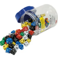 Set Würfel zehnseitig 0-9 (Einer), 100 Stück in Dose