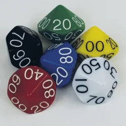 Set Würfel zehnseitig 00-90 (Zehner), 100 Stück in Dose