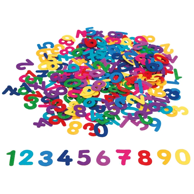 Set Zahlen aus Filz, bunt, selbstklebend, 300 Stück