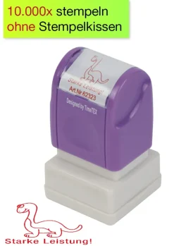 Siebdruck-Stempel "Perpetuum", Dino "Starke Leistung!"