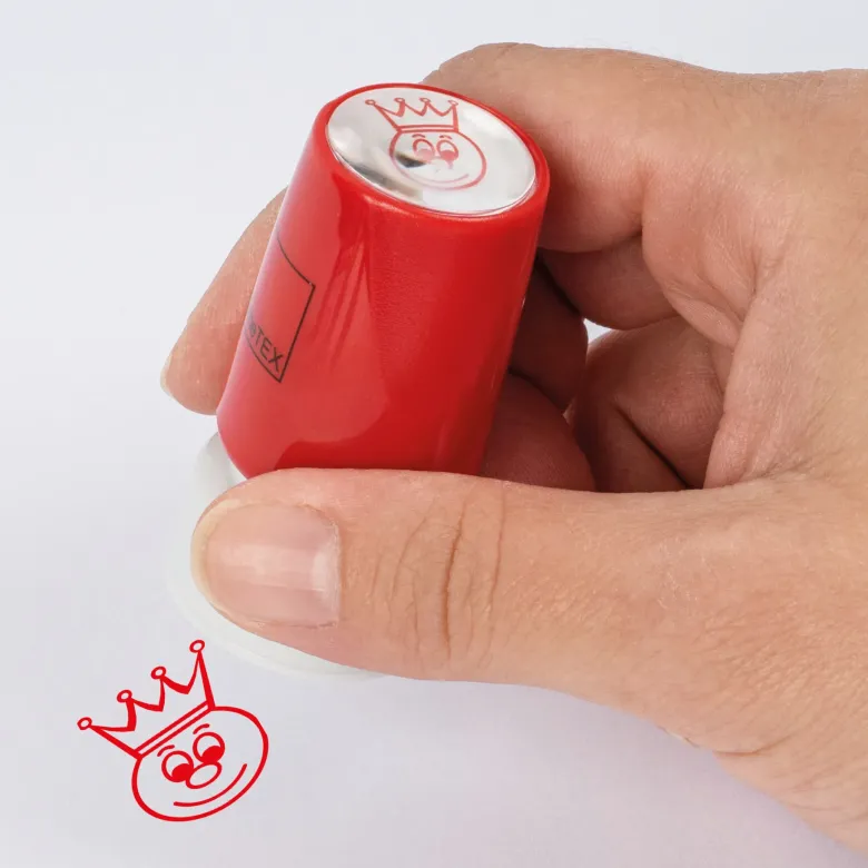Siebdruck-Stempel "Perpetuum", "Gesicht mit Krone"