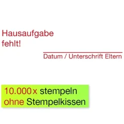 Siebdruck-Stempel "Perpetuum", "Hausaufgabe"