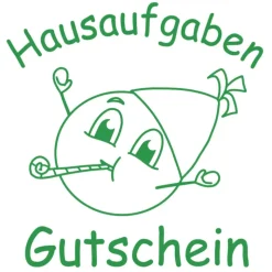 Siebdruck-Stempel "Perpetuum", "Hausaufgaben-Gutschein"