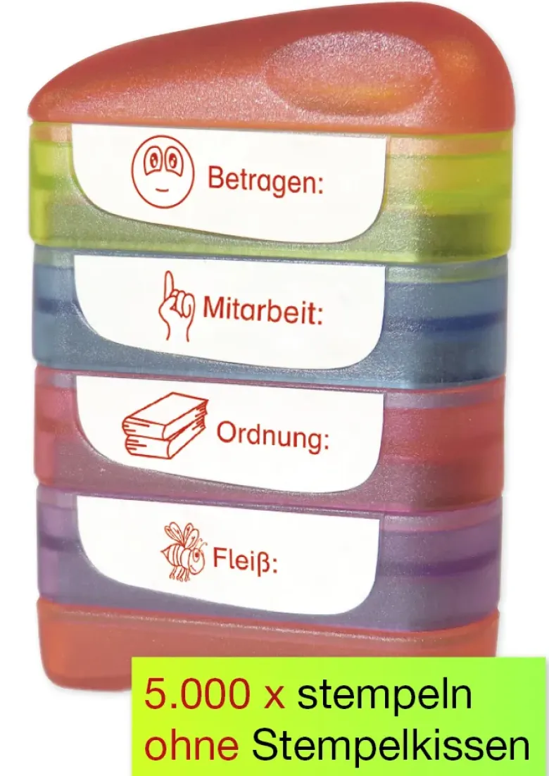 Siebdruck-Stempel "Perpetuum", 4 in 1, "Betragen"