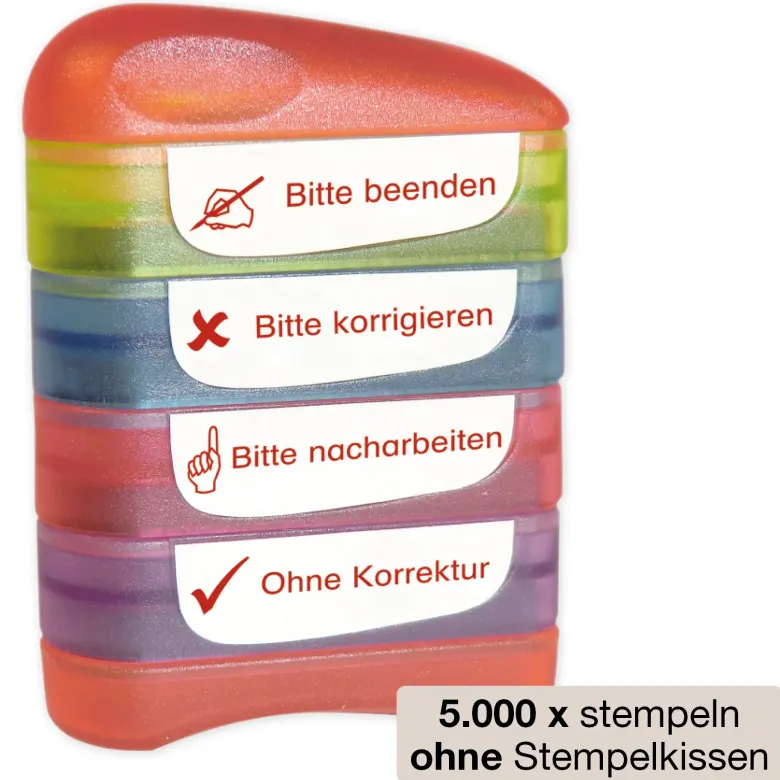 Siebdruck-Stempel "Perpetuum" 4 in 1, "Bitte beenden"