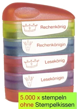 Siebdruck-Stempel "Perpetuum", 4 in 1, "Rechen-/Lese-König/in"
