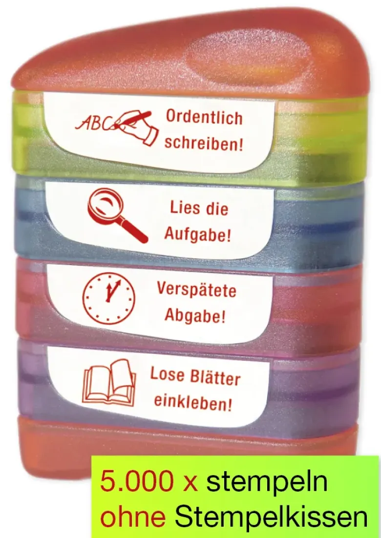 Siebdruck-Stempel "Perpetuum", 4 in 1, "Verspätete Abgabe"