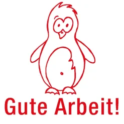 Siebdruck-Stempel "Perpetuum", Pinguin "Gute Arbeit!"