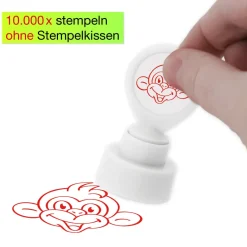 Siebdruck-Stempel "Perpetuum" rund "Affe"