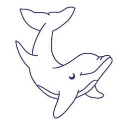 Siebdruck-Stempel "Perpetuum" rund "Delfin"