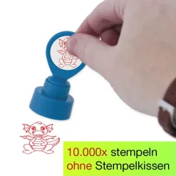 Siebdruck-Stempel "Perpetuum" rund "Drache"