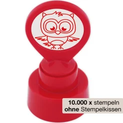 Siebdruck-Stempel "Perpetuum" rund "Eule"