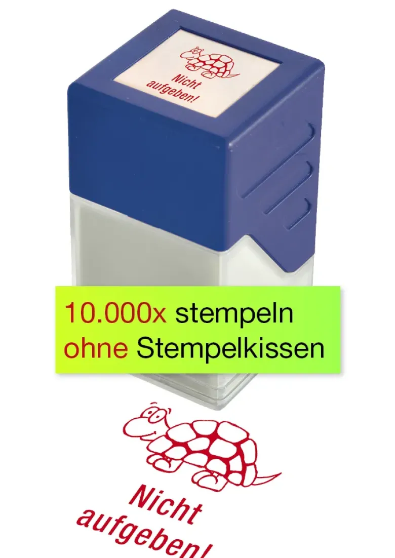 Siebdruck-Stempel "Perpetuum", Schildkröte "Nicht aufgeben!"