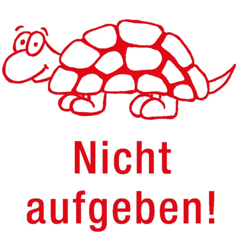 Siebdruck-Stempel "Perpetuum", Schildkröte "Nicht aufgeben!"