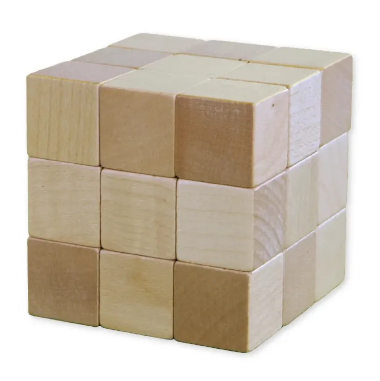 Soma-Holz-Würfel 60x60 mm, 7 Würfelfiguren in Beutel