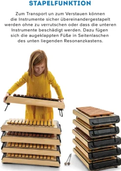 SONOR SMART Metallophon, Alt c1-a2 + fis1, b1, fis2, mit Schlägel, zum Stapeln, ASM 10 DE